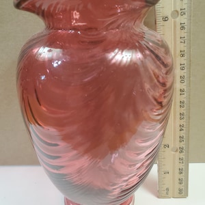 Vintage cranbery red vase, Fenton cranberry ruby vase,   old cranberry ruby vase, cranberrt swirl vase, vintage Fenton,  FREE SHIPPING