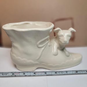 Vintage Shawnee pottery, Shawnee boot planters, shawnee dog planter, vintage shawnee planter, vintage pottery vintage Shawnee, Free Shipping
