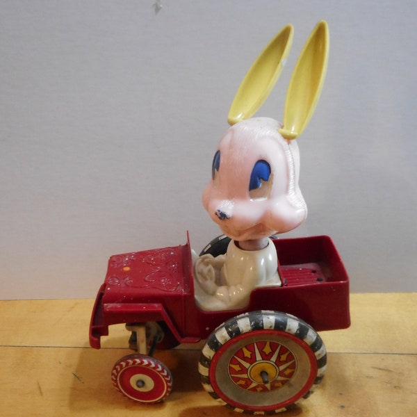 Vintage wind up rabbit toy, vintage toy, vintage bunny toy, old windup toy, old toy, vintage toy