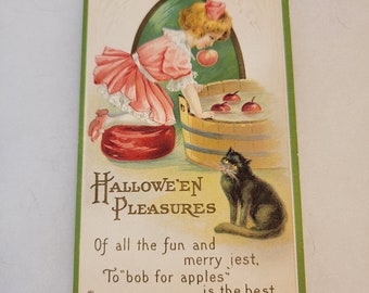 Vintage Halloween postcards, black cat Halloween card, witch Halloween cards, vintage Halloween owl postcards, Halloween kids, jackolantern