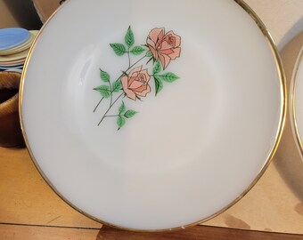 Fire King Anniversary Rose dinner plates, vintage rose fire king, vintage fire king plates,  anniversary rose dinner plates, FREE SHIPPING