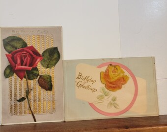 Vinage Birthday post card, vintage postcards, holiday postcards, old postcards, floral card, birthday greetings, old post cards Free Ship