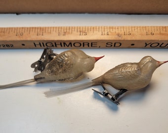 Vintage glass song bird ornaments with clip. blown glass Christmas ornaments, antique vintage ornament, hand blown ornament,  FREE SHIPPING