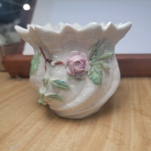 Vintage Belleek china,  Belleek applied rose vase, Vintage China, old china, fine China, Ireland china, Irish  china. free shipping
