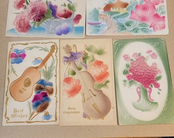 Vintage embossed postcards, air brushed postcards, old post cards, vintage post cards, holiday post cards, ornate postcards, Free Shipping