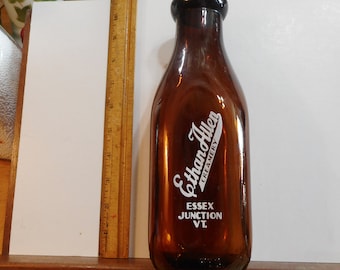 Ethan Allen milk bottle, Essex Junction Vermont dairy, Ethan Allen Dairy, FREE SHIPPING