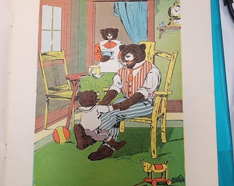 The Three Bears, M A Donohoe book, Mother Goose Rhymes,  children's book, children's reader, antique nursery rhyme book, Free Shipping