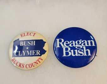 Reagan bush buttons, President Reagan pinback, Presidential pinback, campaign, political button, political pinback  free shipping