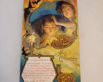 Vintage Halloween postcards, black cat Halloween card, witch Halloween cards, vintage Halloween owl postcards, Halloween kids, jackolantern