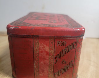 old h red tobacco H O Tobacco Tin, HO Cut Plug Tobacco, Vintage Tins, Tobacco Tins, Old Tins,  Tobacciana, Free Shipping