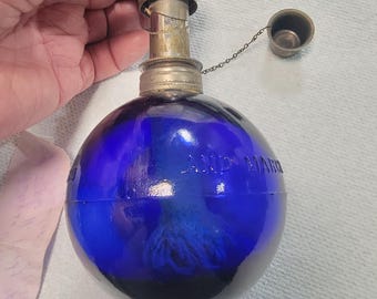 Antique Cobalt Blue John H Purdy Spherical Jewelers Alcohol Lamp Free Shipping