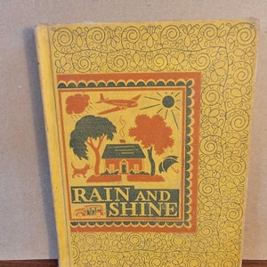 Rain and Shine, old school book, vintage text, vintage reader, vintage text. vintage reading book,  old school book, Free Shippingr