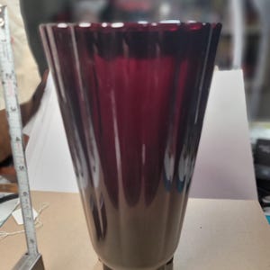 Vintage Fire King ruby red glass vase,  anchor hocking ruby red shell vase, large glass red vase, FREE SHIPPING