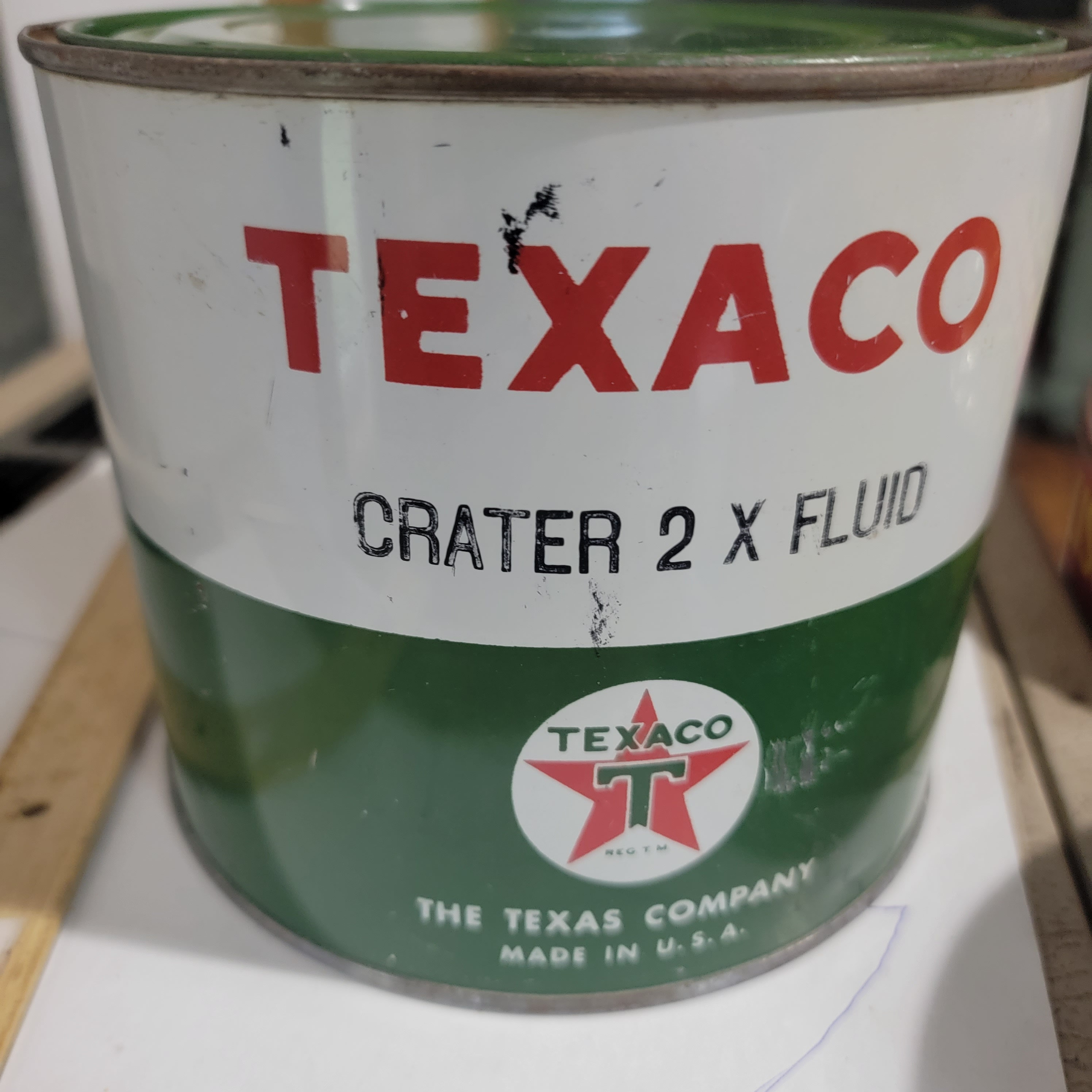 Vintage Texaco Grease Tin, Texaco Five Pound Lubricant Tin, Old