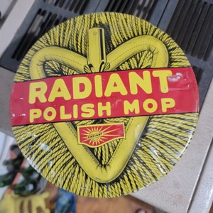 Radiant dust mop tin, Radiant tin, vintage mop tin, old mop tin, polish tin, vintage household tin, kitchen tin, old tin, free shipping