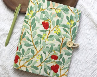 Personalized A6 A5 Journal Embroidery Flower Handmade Portable Notepad Leaves and Fruits Refilled Notebook Dairy Book Gift for her