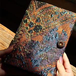 Gemstone Journal A5 A6, Handmade Fabric Notebook, Refillable Binder/Threaded Notebook Diary, Boho Writing Journal, Gift for Book Lovers