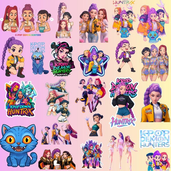 Huntrix Kpop Demon Hunters PNG SVG, Kpop Idol Group Shirt design,Girl Dinner Png,Saja Boys Girls Bands Png,Huntrix fans,Digital Download