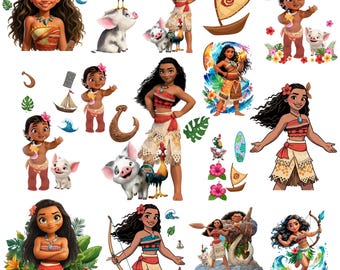 モアナ クリップアート バンドル、ベビー モアナ PNG 画像 (デジタル ダウンロード)、モアナ クリップアート、モアナ PNG、モアナ バースデー、モアナ プリンタブル、モアナ フォント