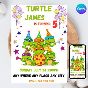 Convite editável, convite de aniversário de caratê para menino, convite ninja, modelo de convite de aniversário infantil das tartarugas, festa de aniversário das tartarugas ninjas,
