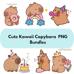 Cute Capybara PNG,Funny Capybara Clipart,Anime Cartoon Digital Sticker,files for cricut,Set Kawaii Animal Illustration,Png Clipart Bundle