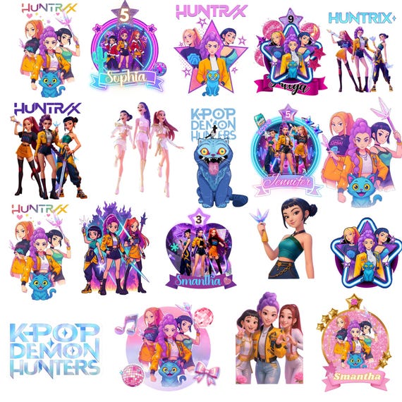 Huntrix Kpop Demon Hunters PNG SVG, Kpop Idol Group Shirt design,Girl Dinner Png,Saja Boys Girls Bands Png,Huntrix fans,Digital Download