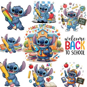 Stitch Back To School PNG Bundle, Clipart Stitch PNG, Stitch Clipart, Cute Back To School Clipart Good Quality, Digital Download