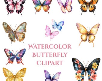 Watercolor Butterflies Clipart Watercolor Butterfly PNG Colorful Butterfly Spring Clipart Floral Butterfly Clipart Insect | Commercial Use
