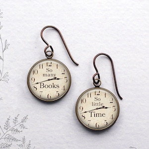 So many Books, So little Time earrings, book lover gift writer or librarian dangle earrings librarian gift book club gift