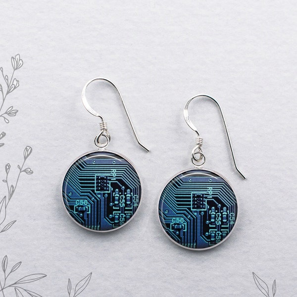 Circuit Board earrings, computer circuit board photo earrings computer or tech gift gift for programmer computer engineer or gamer E49