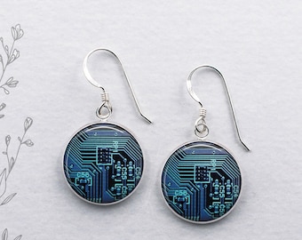 Circuit Board earrings, computer circuit board photo earrings computer or tech gift gift for programmer computer engineer or gamer E49