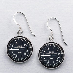 Vintage VSI earrings, variometer altimeter avionic earrings flight attendant gift aviator pilot airwoman or cabin crew gift airplane gauge