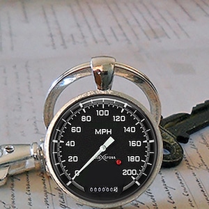 Vintage speedometer key chain, necklace or brooch, Father's Day gift for Dad, vintage speedometer auto mechanic or race car driver gift