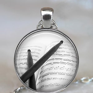 Drumsticks and Music key chain or necklace, gift for drummer or band member music jewelry drums key chain key ring drummer gift G77