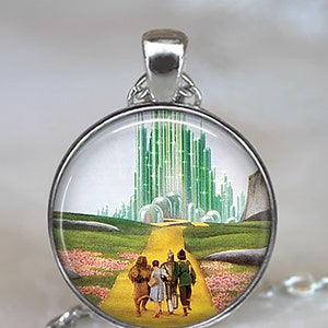Yellow Brick Road necklace, brooch pin or key chain, Dorothy friendship gift Emerald City Oz jewelry gift for traveler keychain key ring fob
