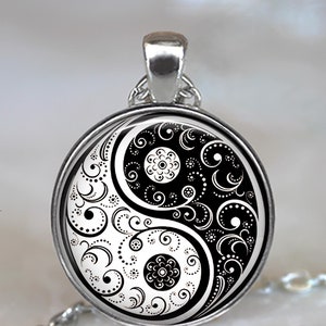 Yin Yang necklace, Yin Yang artnpendant yoga necklace yoga jewelry yoga gift symbolic jewelry meditation jewelry key chain key ring key fob