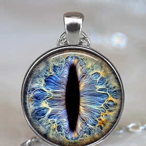 Frost Dragon Eye necklace, brooch pin or key chain, Dragon Eye pendant Dragon jewelry Blue Dragon eyeball dragon gift key ring fob keychain