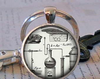 Steampunk Chemistry necklace, graduation gift chemistry teacher gift for chemist Father's Day gift for Dad key chain key ring key fob