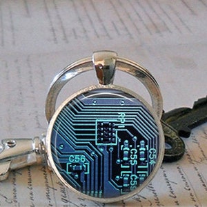 Computer Circuit Board key chain or necklace, graduation gift computer gamer gift Father's Day gift for Dad key chain keychain fob key ring