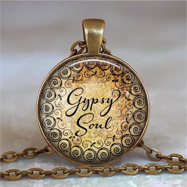 Gypsy Soul necklace or key chain, Gypsy necklace gift for travelor Gypsy boho jewelry travel gift Bohemian keychain key ring key fob G218