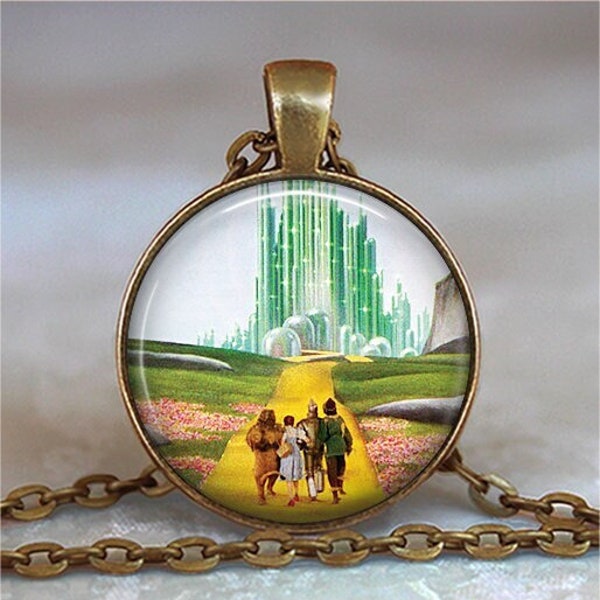 Yellow Brick Road necklace, brooch pin or key chain, Dorothy friendship gift Emerald City Oz jewelry gift for traveler keychain key ring fob