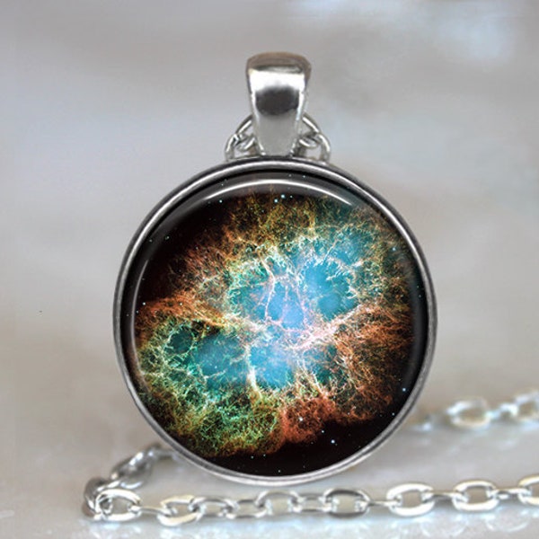 Crab Nebula necklace, Celestial jewelry galaxy necklace star pendant stargazer gift astronomer's gift space photo key chain key ring key fob