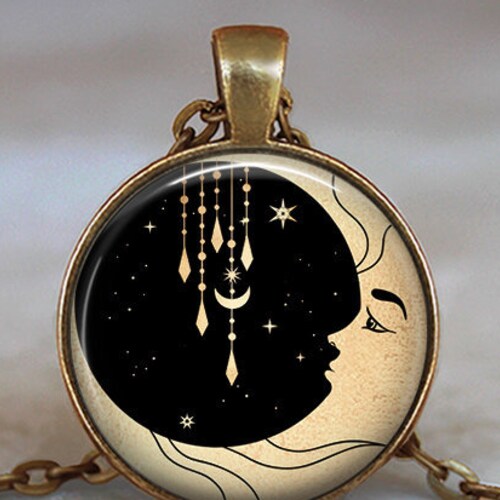 Moon and Star Jewel For Locket Keychain etc Black Moon and Star Jewel For Locket Keychain etc Black