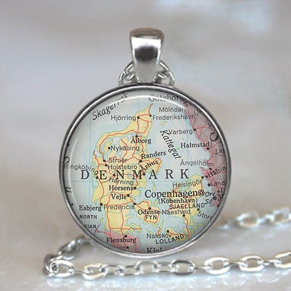 Denmark map necklace, Denmark necklace Denmark map pendant, Denmark pendant, map jewelry Denmark keychain key chain key ring key fob