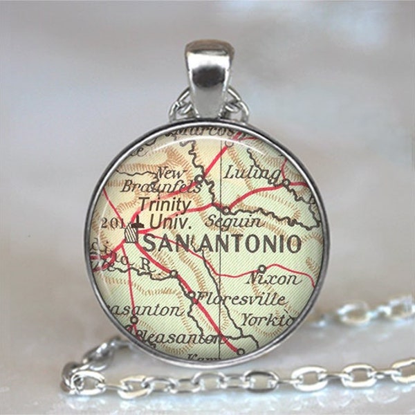 Trinity University necklace or key chain, college student gift alumni or graduation gift San Antonio Texas map gift keychain key ring fob