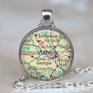 University of Georgia necklace or key chain, UGA map college student gift graduation gift freshman alumni gift Athens GA keychain key ring