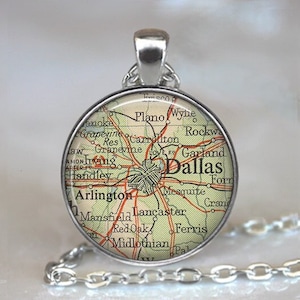 Dallas map pendant, Dallas map necklace, Dallas pendant, Dallas necklace, map jewelry Dallas keychain key chain key ring key fob keychain