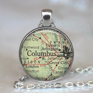 Columbus, Ohio necklace or key chain Columbus map jewelry hometown map gift Upper Arlington UA key chain keyring key fob keychain key ring