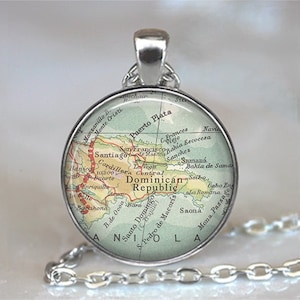 Dominican Republic map necklace, Dominican Republic necklace DR map jewelry adoption jewelry map pendant key chain key ring key fob