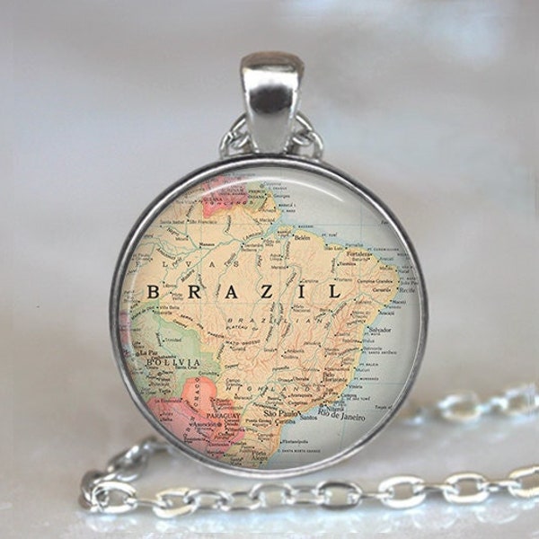 Brazil map pendant, Brazil pendant, Brazil map jewelry, Brazil necklace map gift map jewellery travel gift key chain key ring key fob